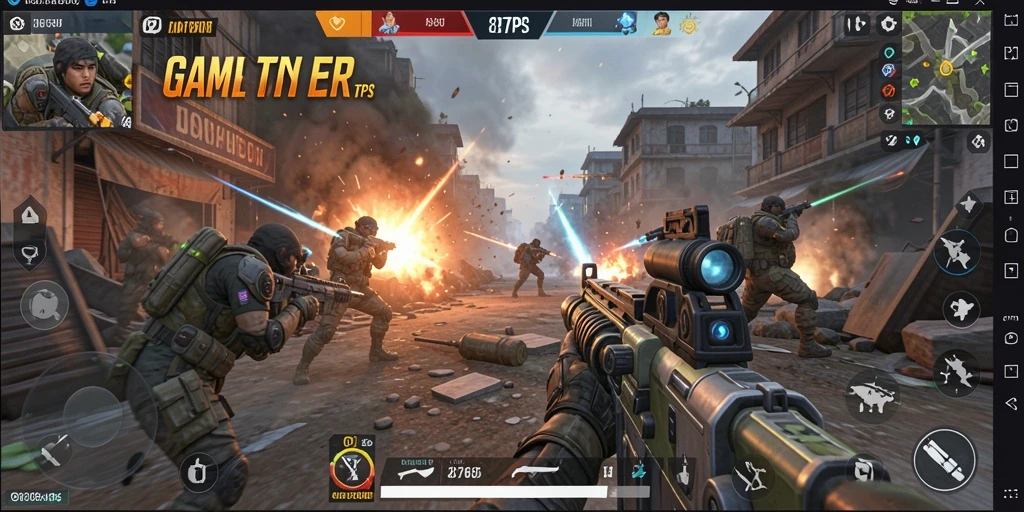 Tampilan gameplay seru dari 8768 yang menampilkan aksi tembak-menembak.