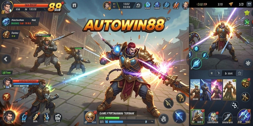 Screenshot dari gameplay AUTOWIN88 menunjukkan pertarungan yang mendebarkan.