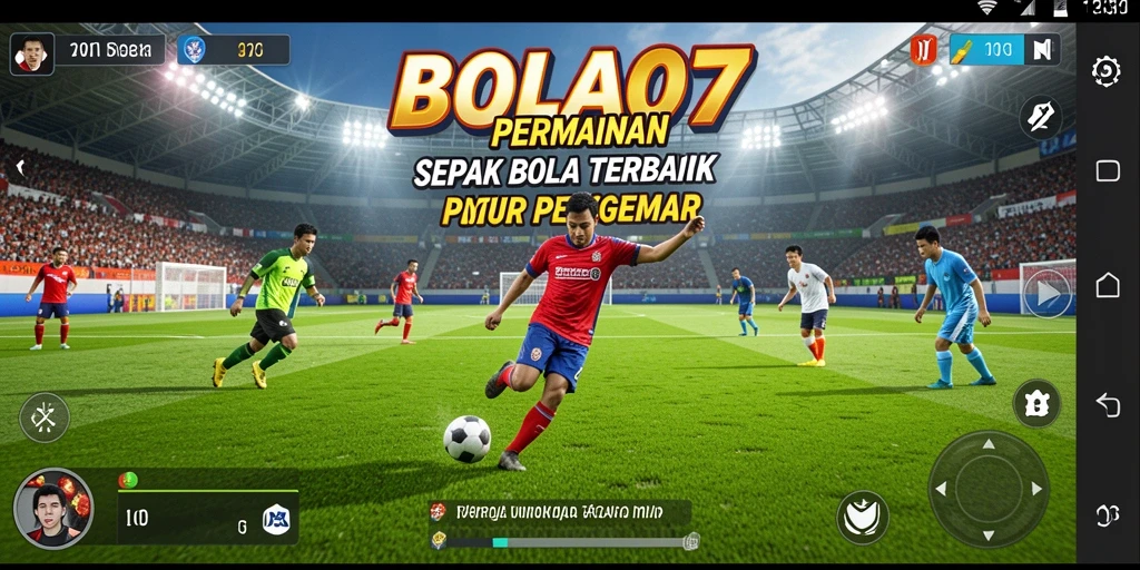 Screenshot BOLA07 menunjukkan aksi seru gameplay sepak bola.