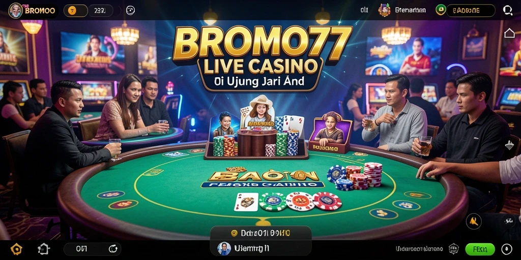 Tampilan gameplay Live Casino yang mendebarkan di BROMO77.