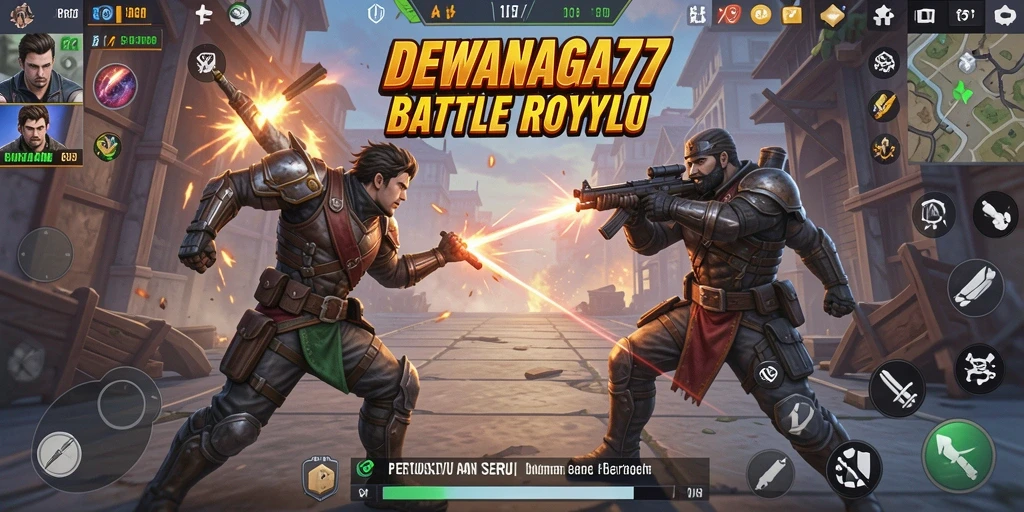 Screenshot gameplay <strong>DEWANAGA77</strong> menunjukkan aksi seru dalam pertempuran Battle Royale.