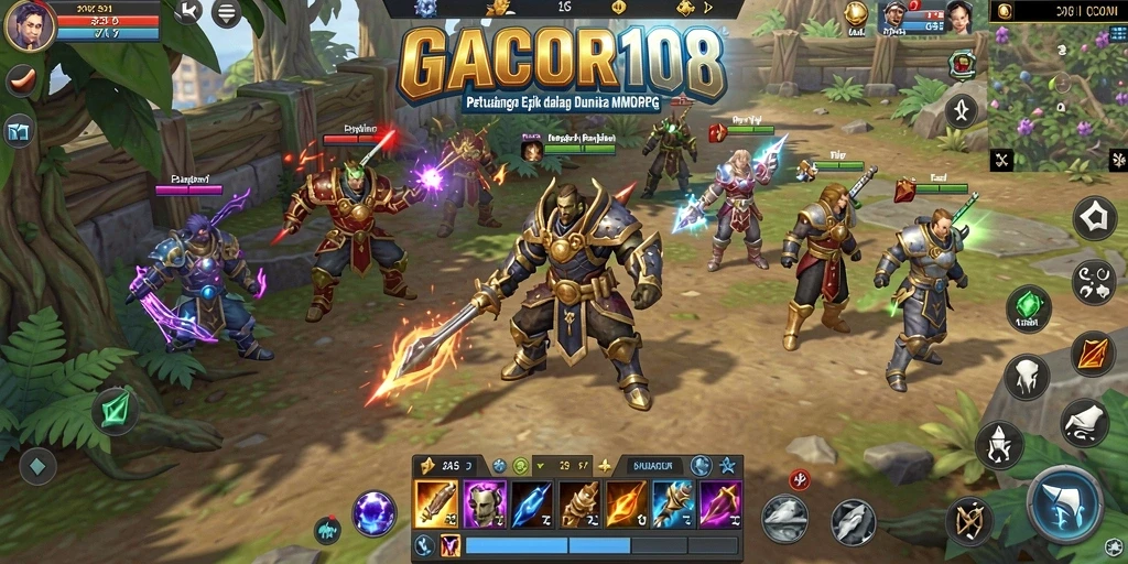 Screenshot GACOR108 menampilkan aksi pertempuran seru dalam dunia MMORPG.