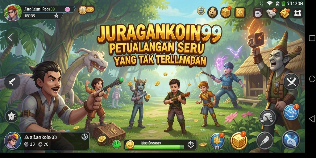 Tampilan antarmuka JURAGANKOIN99 yang menarik saat gameplay petualangan.