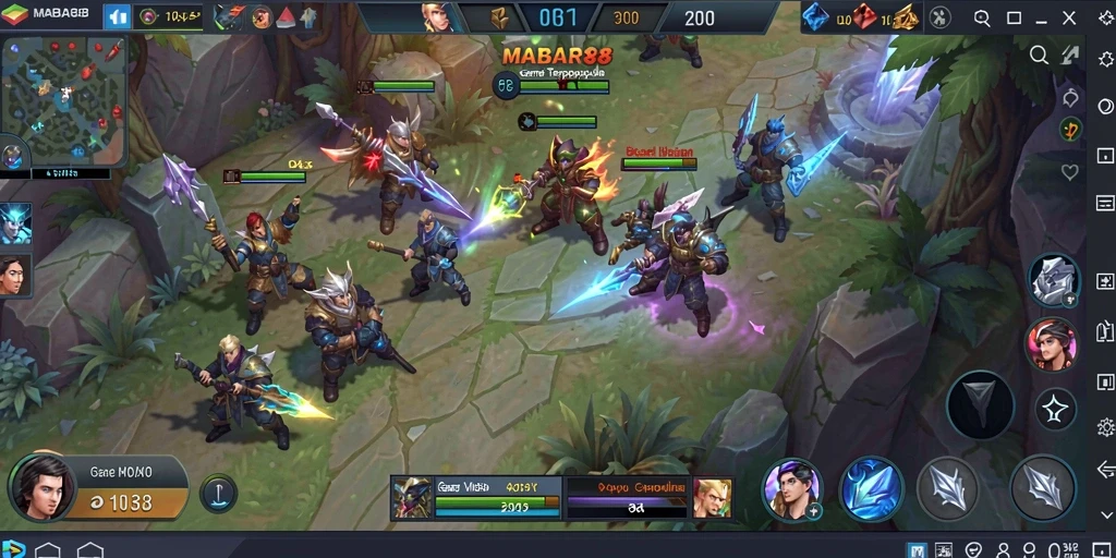 Screenshot MABAR88 menampilkan aksi seru dalam pertandingan MOBA.
