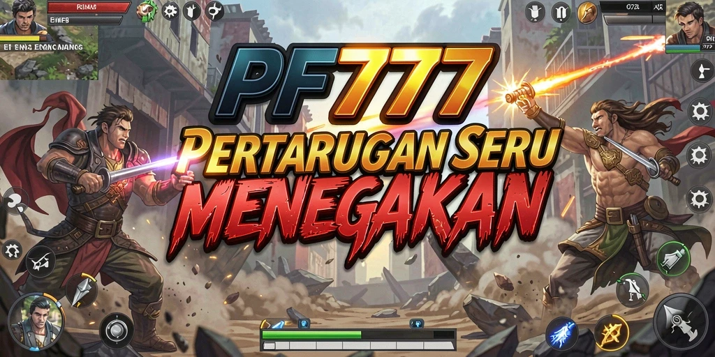 Tampilan permainan PF777 dengan pertarungan yang dinamis dan karakter-karakter beragam.
