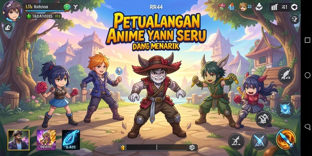 Tampilan gameplay RR44 yang seru dengan karakter Anime yang menawan.