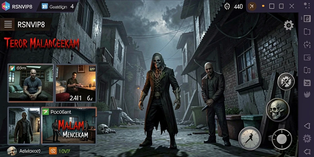 Tampilkan gameplay menyeramkan RSNVIP8 dengan suasana mencekam.