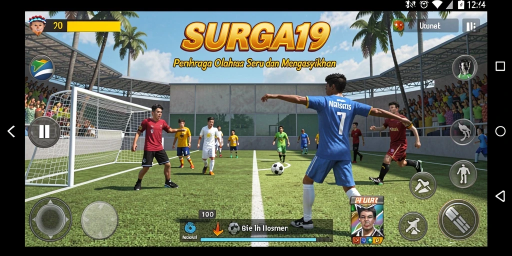 Screenshot SURGA19 menampilkan pemain beraksi di lapangan dengan grafis yang menakjubkan.