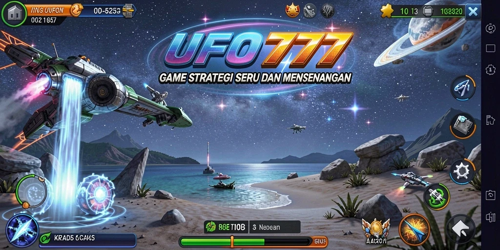 Tangkapan layar menampilkan pertarungan strategis di UFO777.